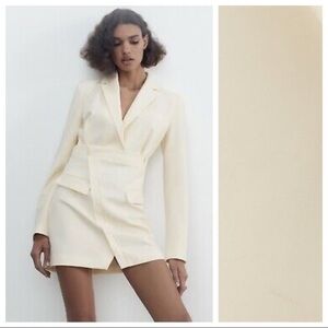 NWT. Zara Light Yellow Blazer Mini Dress. Size M.